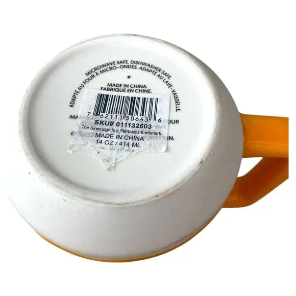 Starbucks 2022 Summer Mango Luster Orange Drip Ceramic Coffee Mug Cup 14oz ✨ - Picture 5 of 6